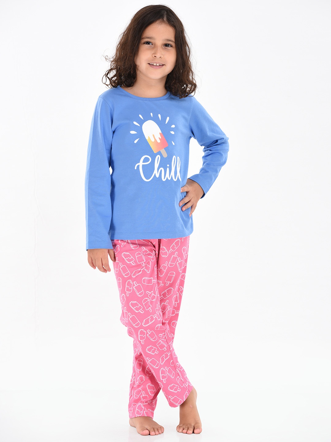 

mackly Girls Blue & Pink Printed Night suit IPW-07-12-18