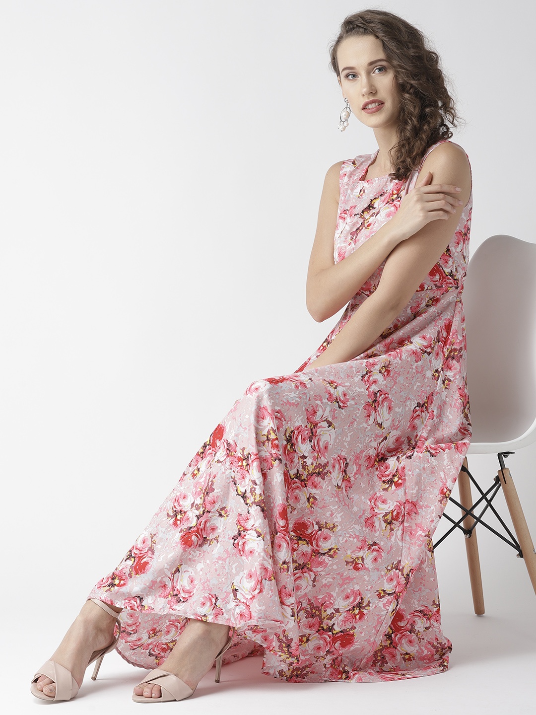 

U&F Pink Floral Print Maxi Dress