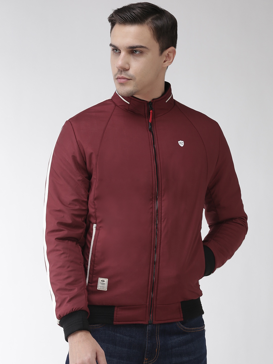 

Fort Collins Men Maroon Solid Bomber Jacket