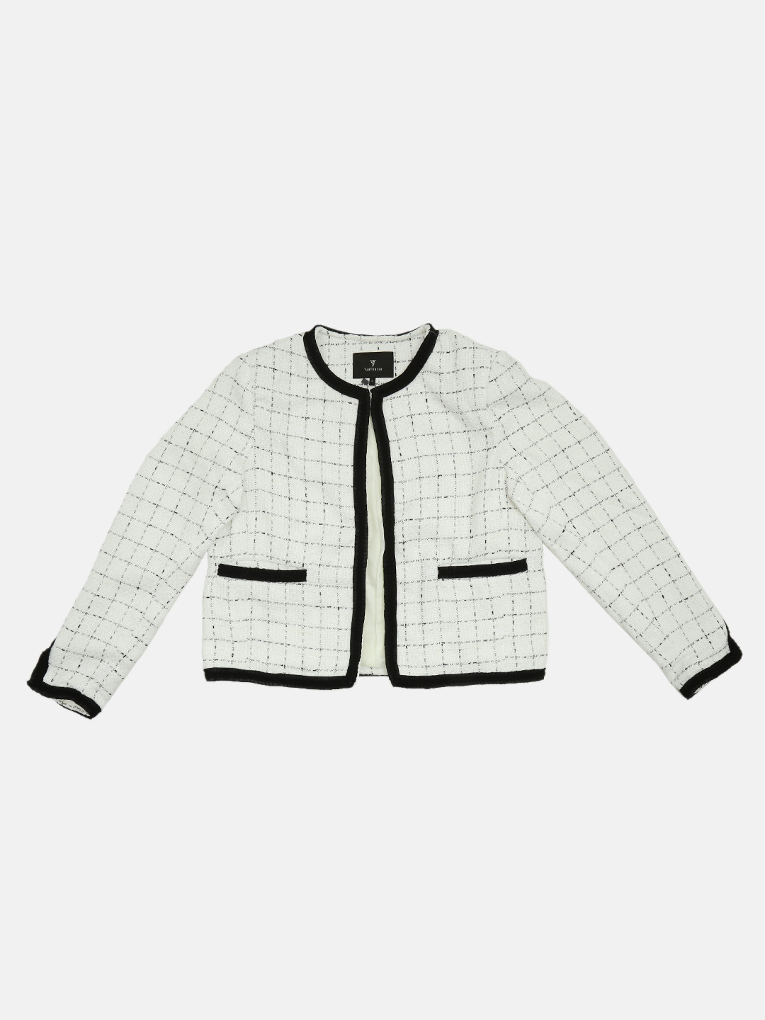 

Van Heusen Woman Women White Checked Open Front Jacket