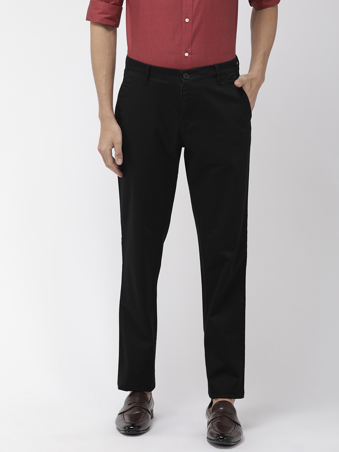 

Raymond Men Black Slim Fit Solid Regular Trousers
