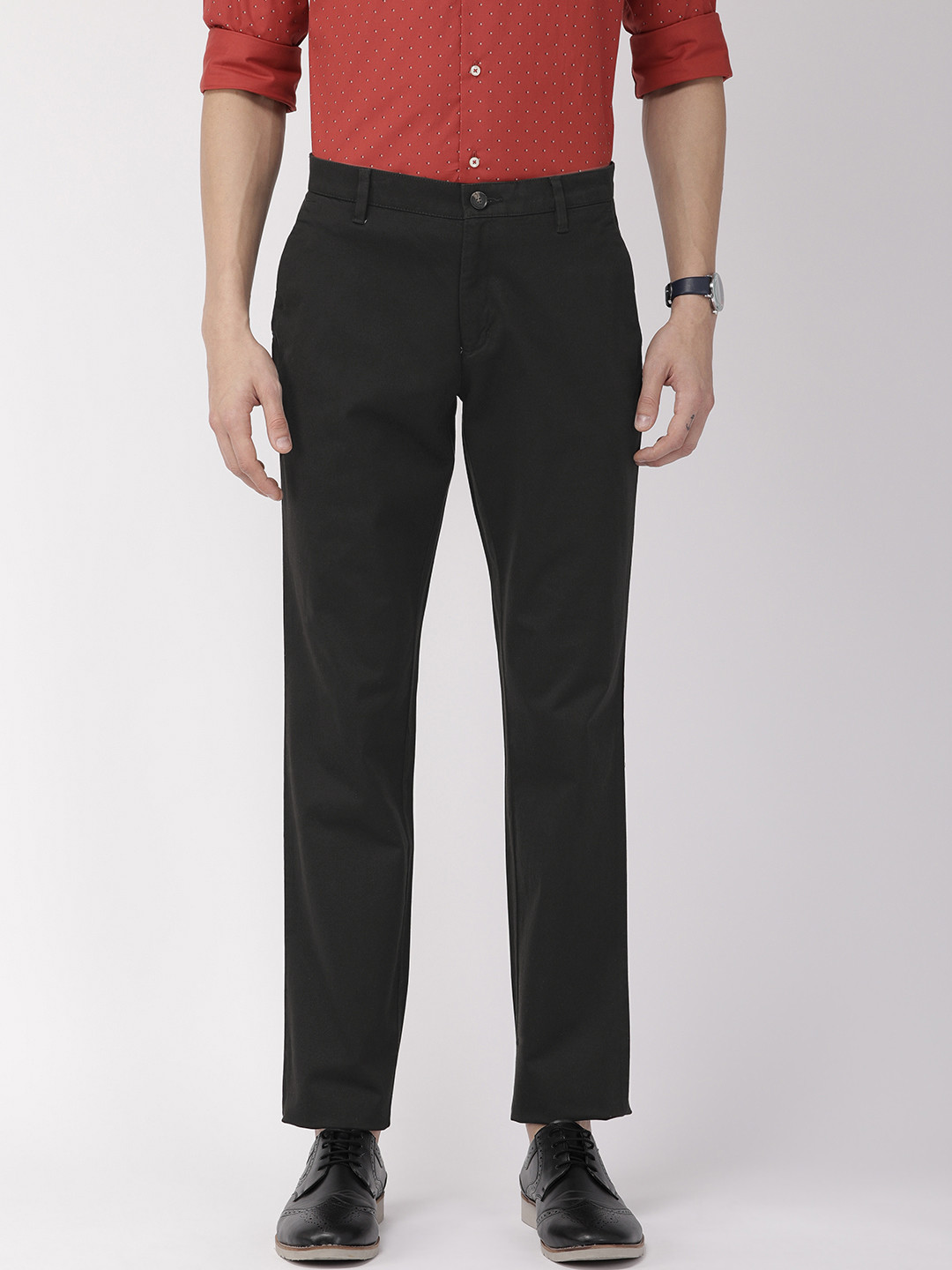 

Raymond Men Black Slim Fit Solid Regular Trousers