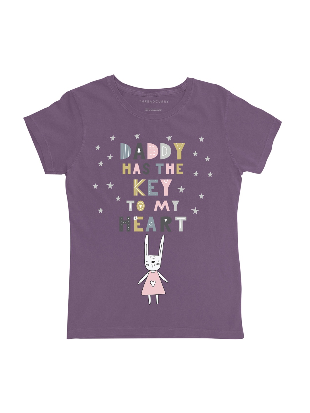 

THREADCURRY Girls Purple Printed Round Neck T-shirt