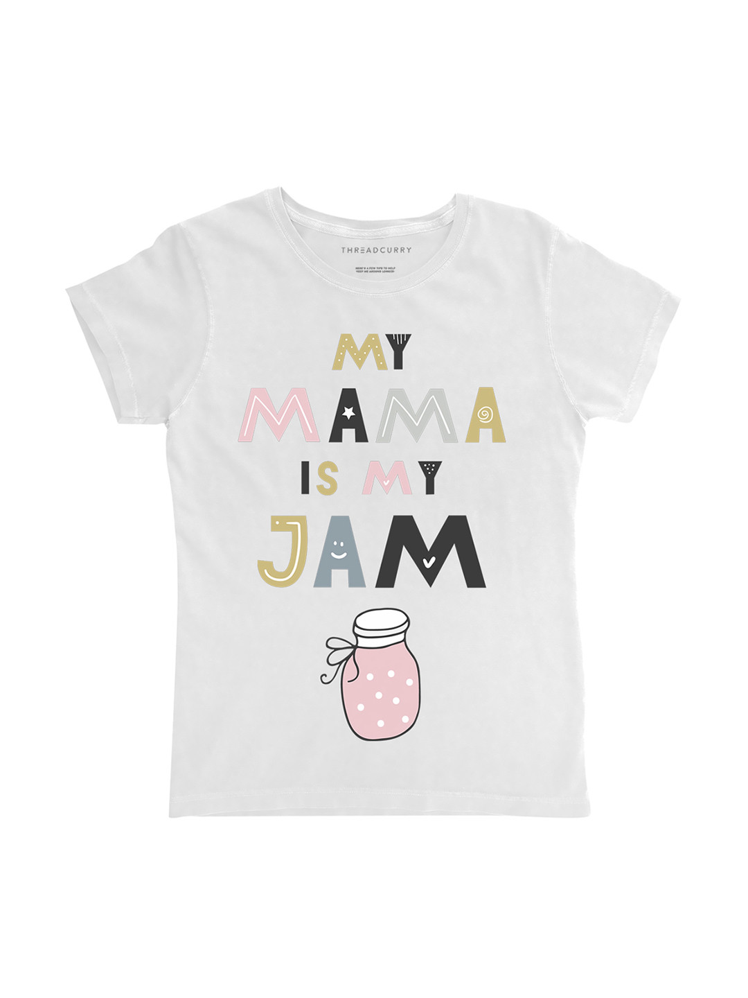 

THREADCURRY Girls White Printed Round Neck T-shirt