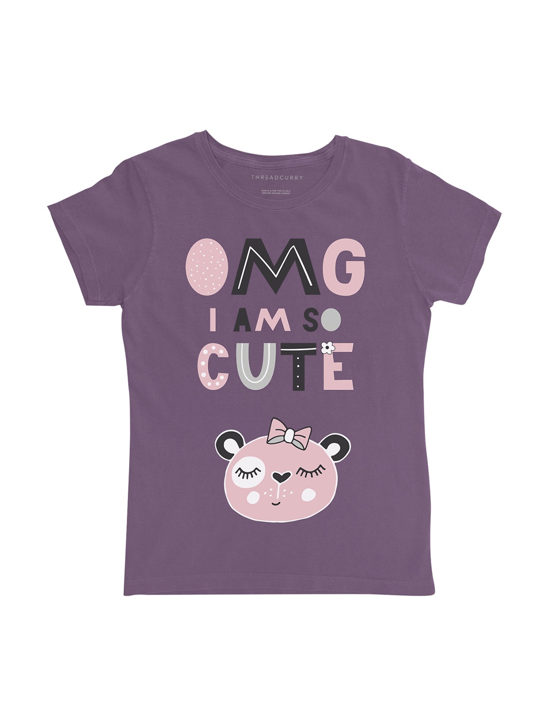 

THREADCURRY Girls Purple Printed Round Neck T-shirt