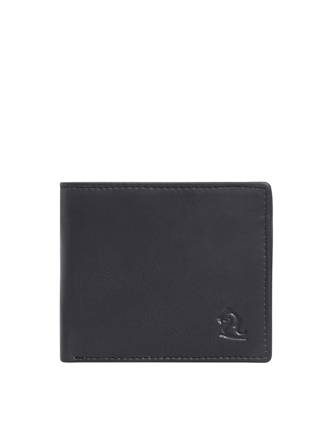 

Kara Men Black Genuine Leather Solid Two Fold Wallet