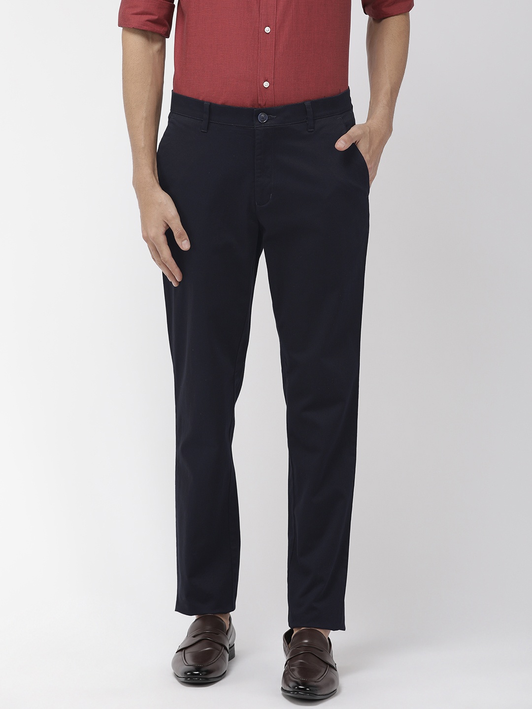 

Raymond Men Navy Blue Slim Fit Solid Regular Trousers