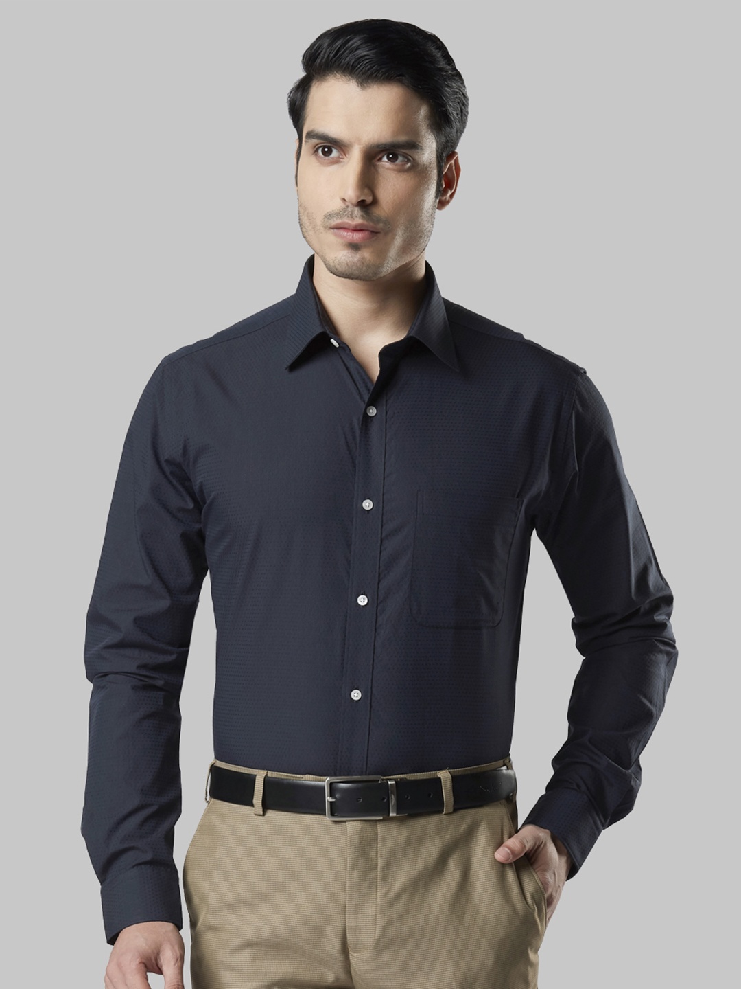 

Raymond Men Blue Slim Fit Solid Casual Shirt