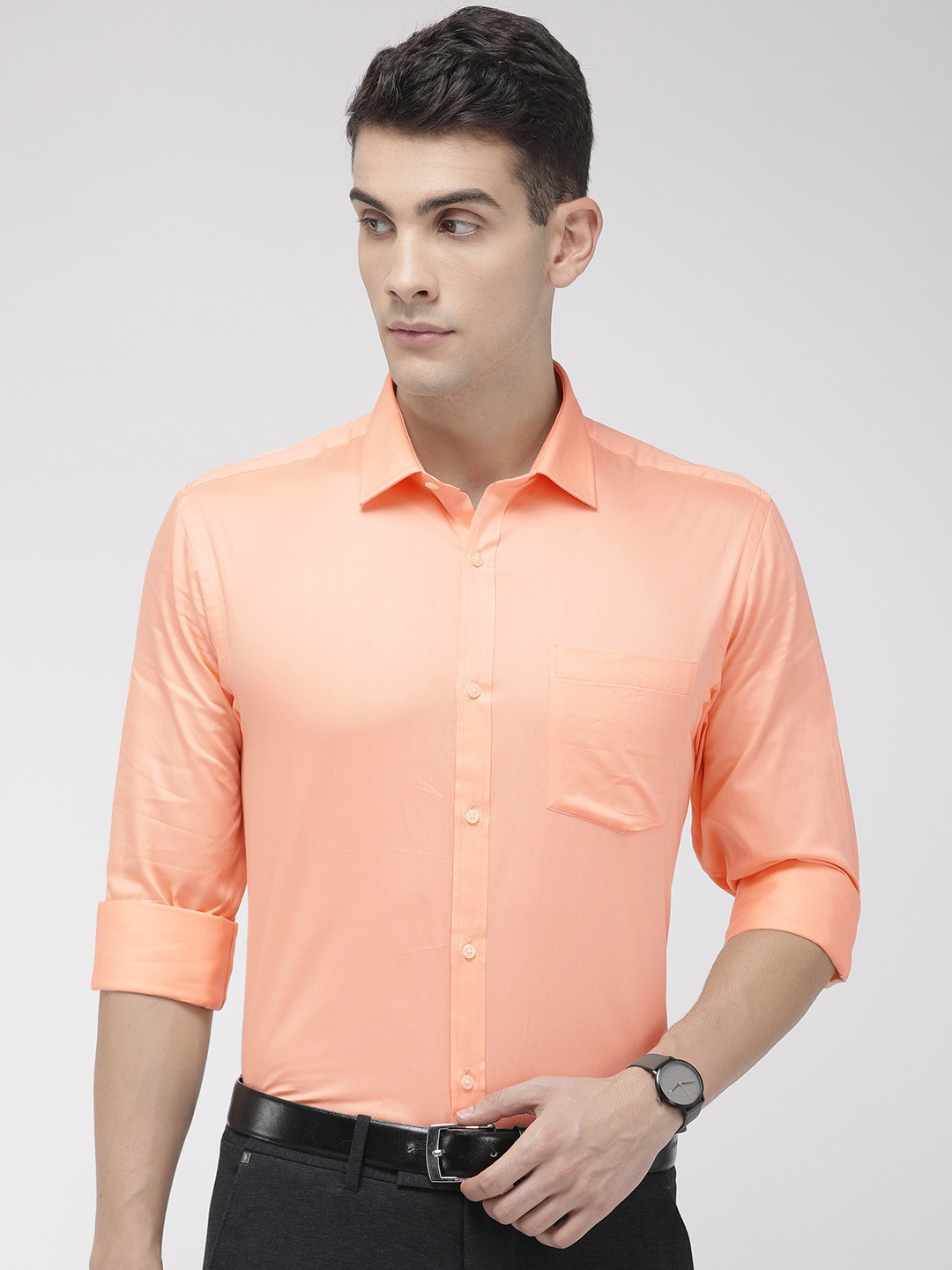 

Park Avenue Men Orange Slim Fit Solid Formal Shirt