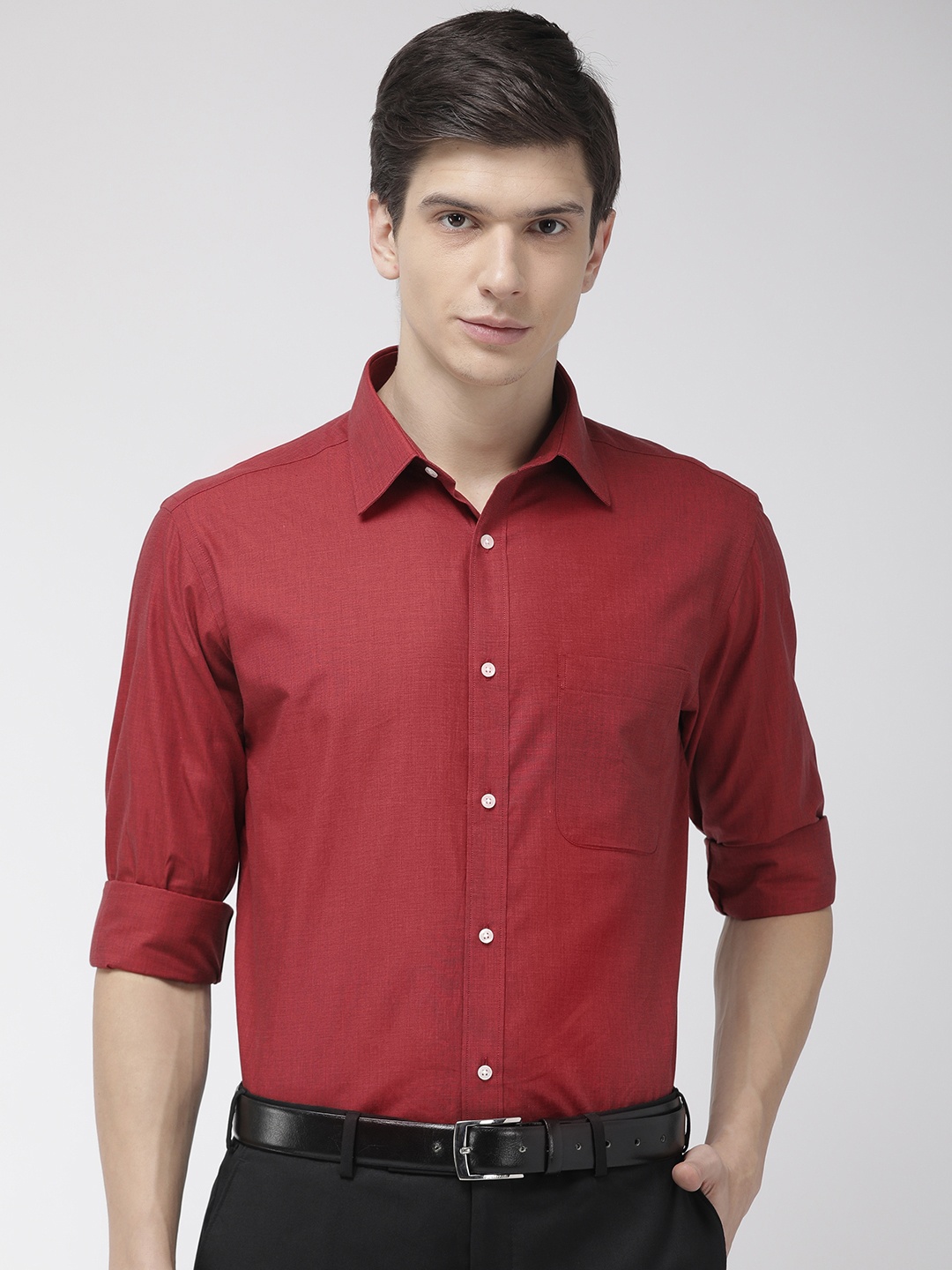 

Raymond Men Red Slim Fit Solid Formal Shirt