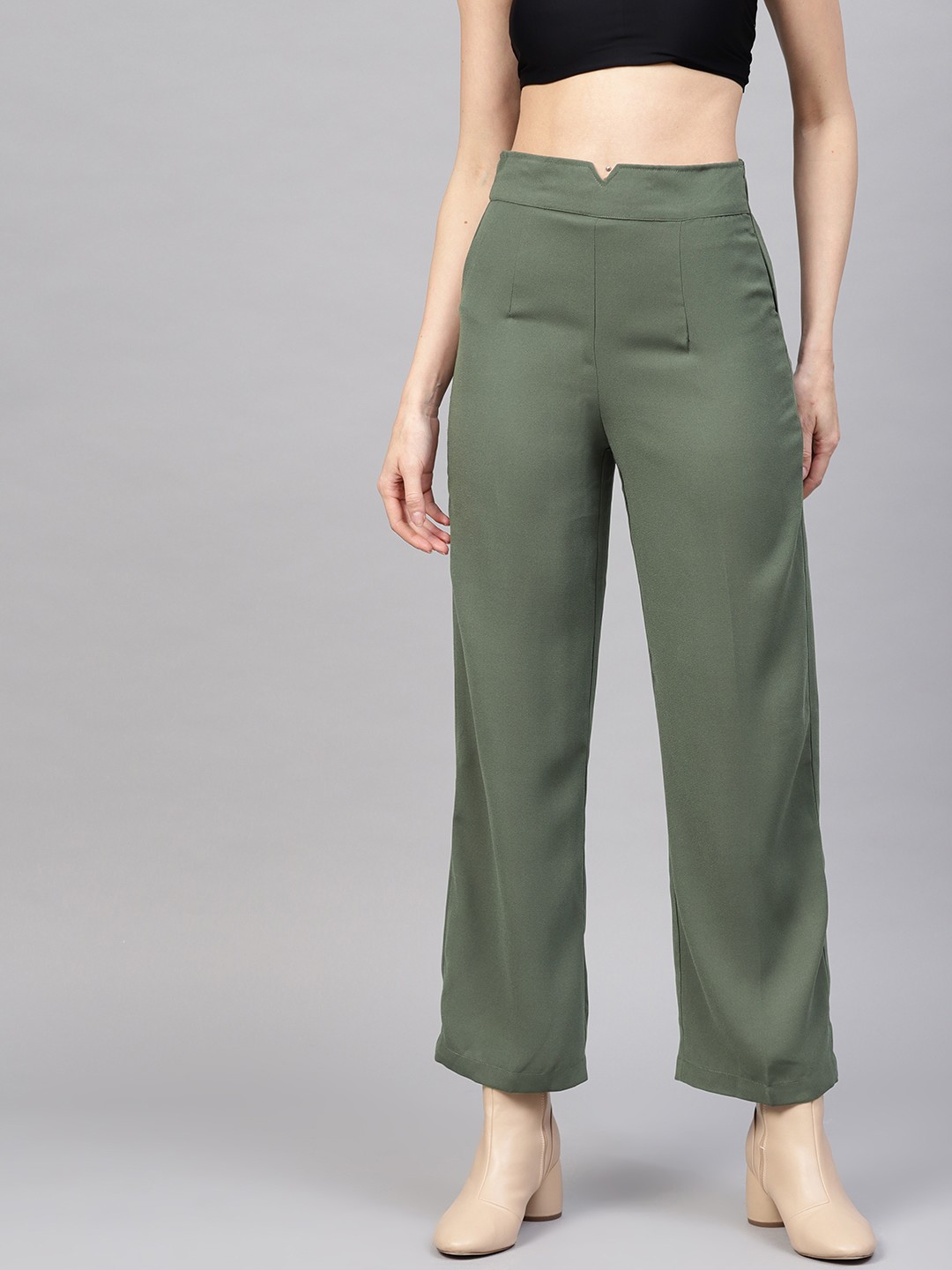 

SASSAFRAS Women Olive Green Trousers