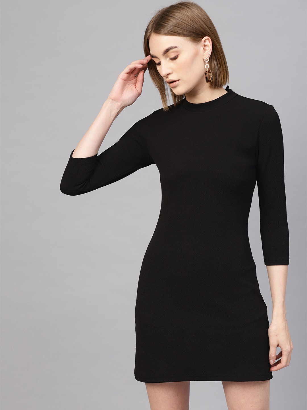 

SASSAFRAS Women Black Solid Sheath Dress