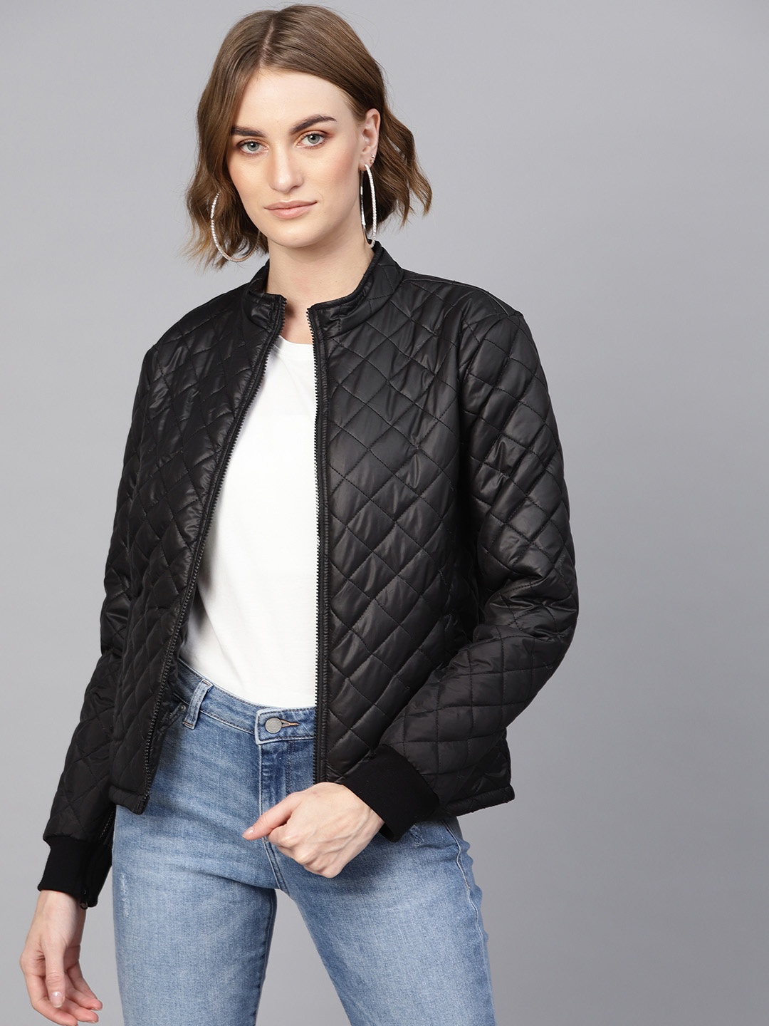 

SASSAFRAS Women Black Solid Quilted Jacket