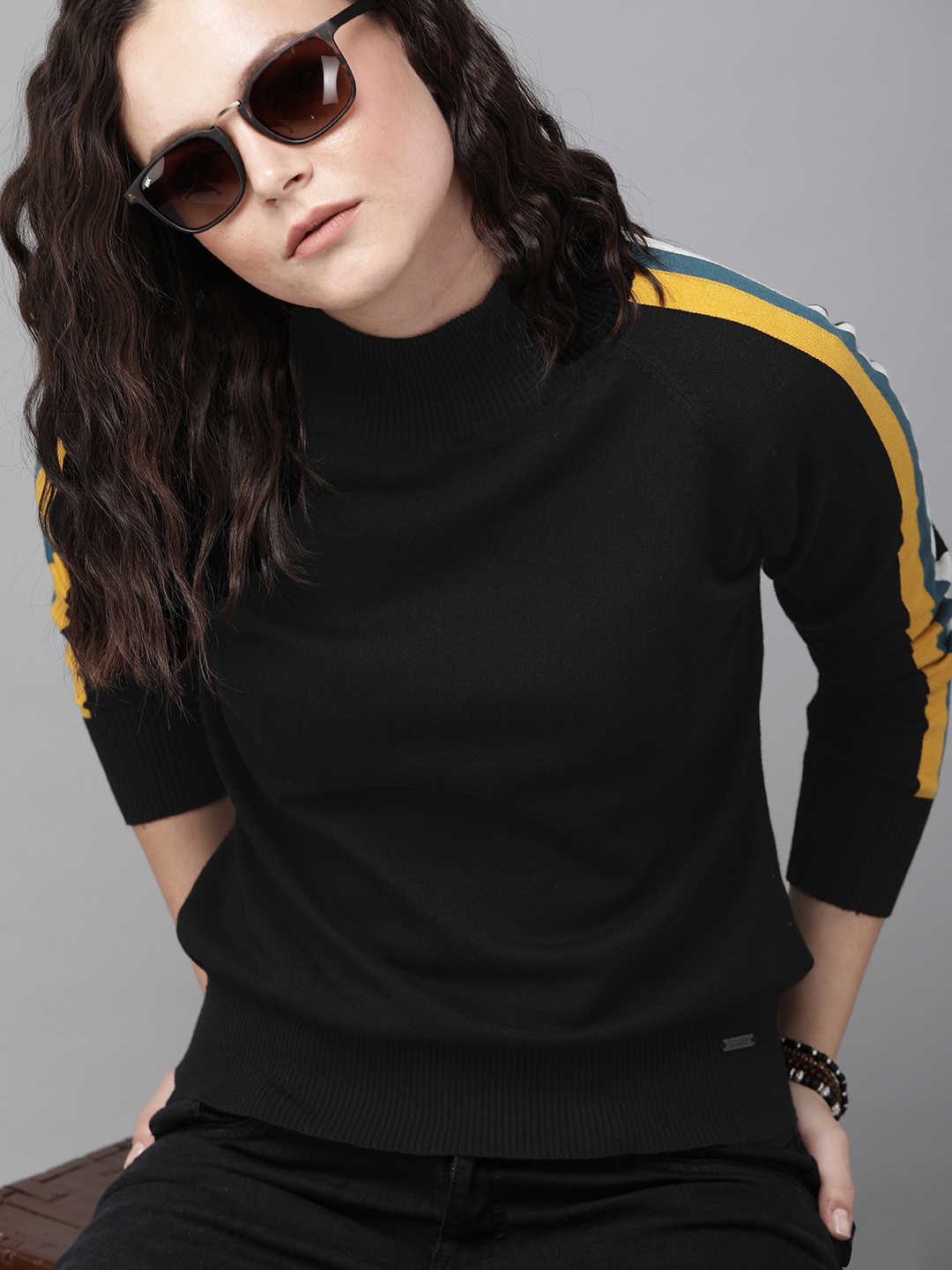 

The Roadster Lifestyle Co Black Top With Side Stripes