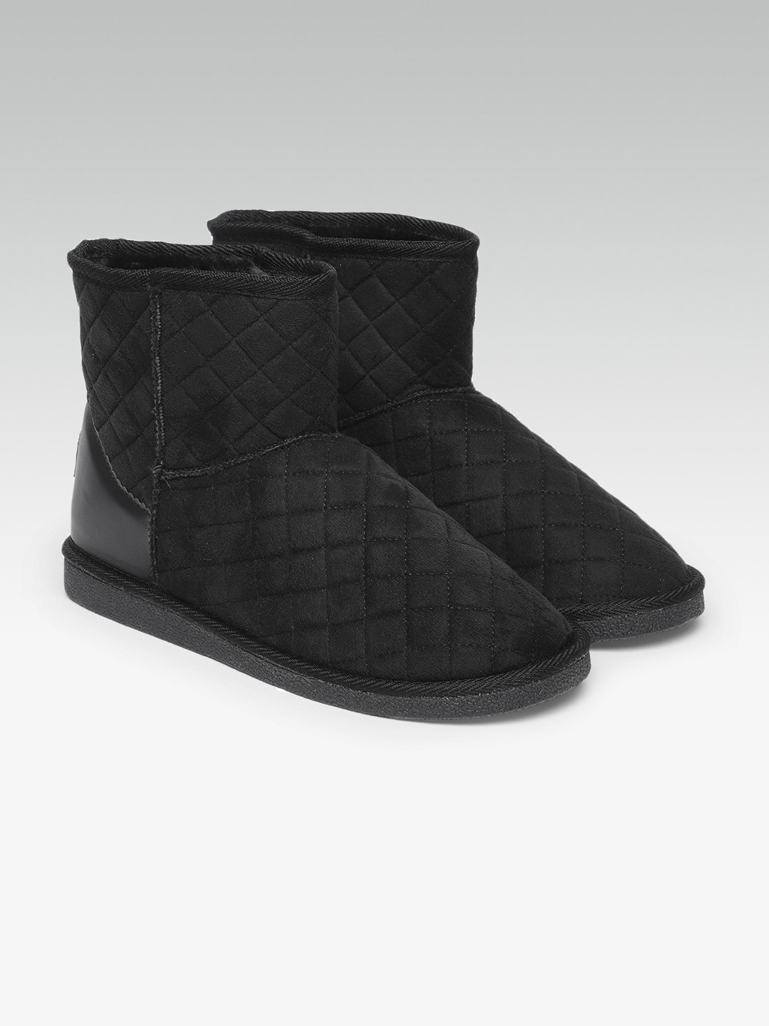 

Carlton London Women Black Textured Mid-Top Flat Boots