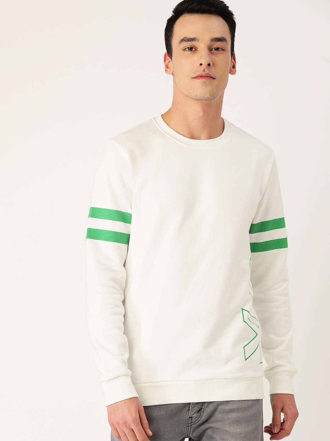 

United Colors of Benetton Men White Printed Detail Sweatshirt