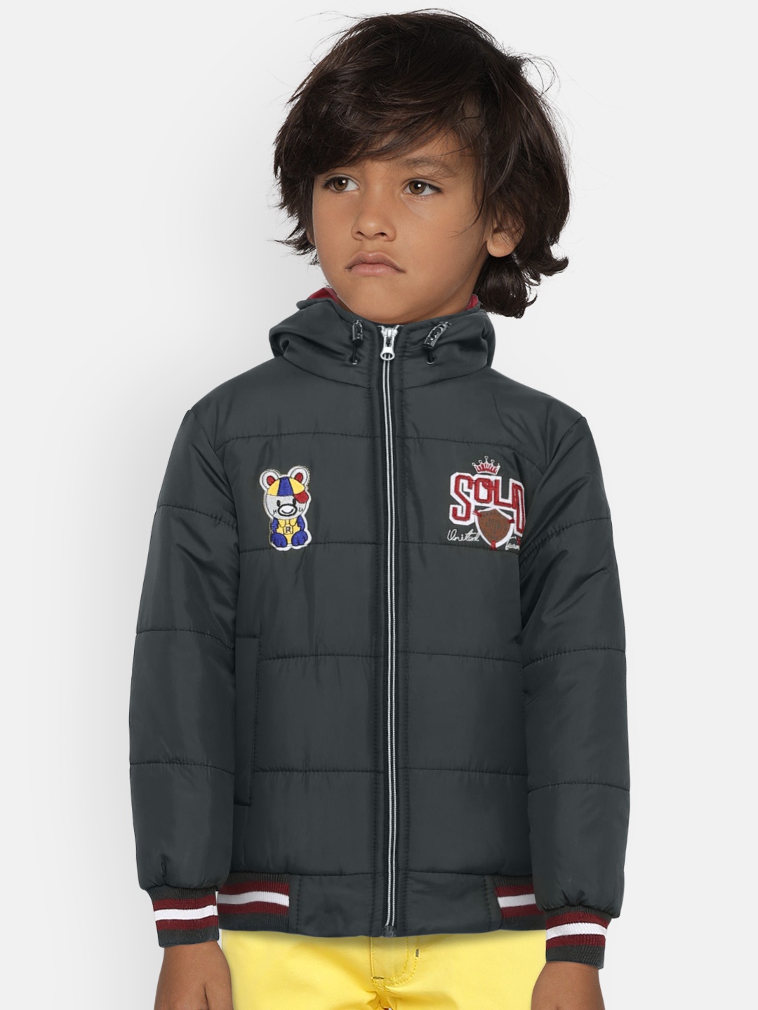 

Fort Collins Boys Grey Solid Quilted Jacket