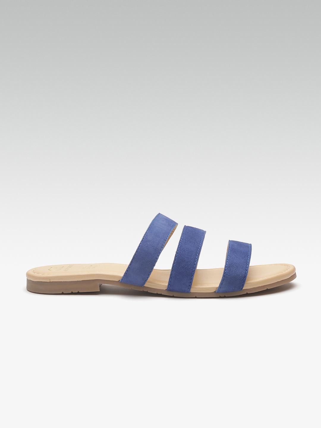 

Carlton London Women Blue Solid Suede Open Toe Flats