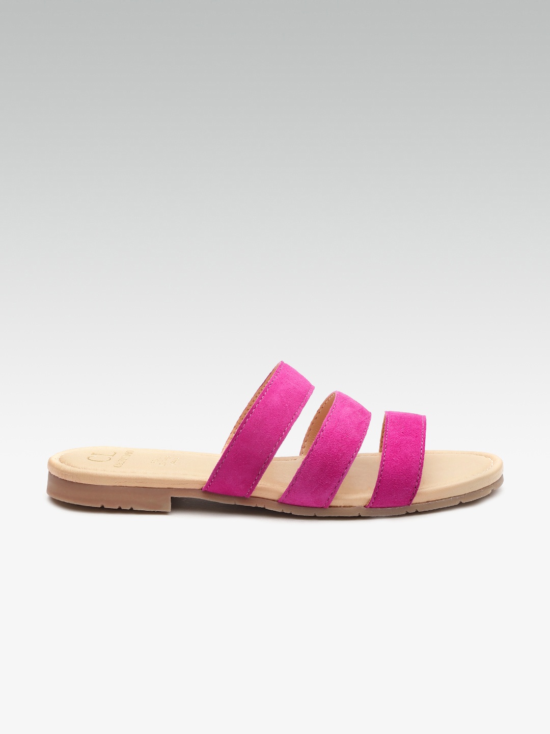 Carlton London Women Magenta Solid Suede Finish Open Toe Flats