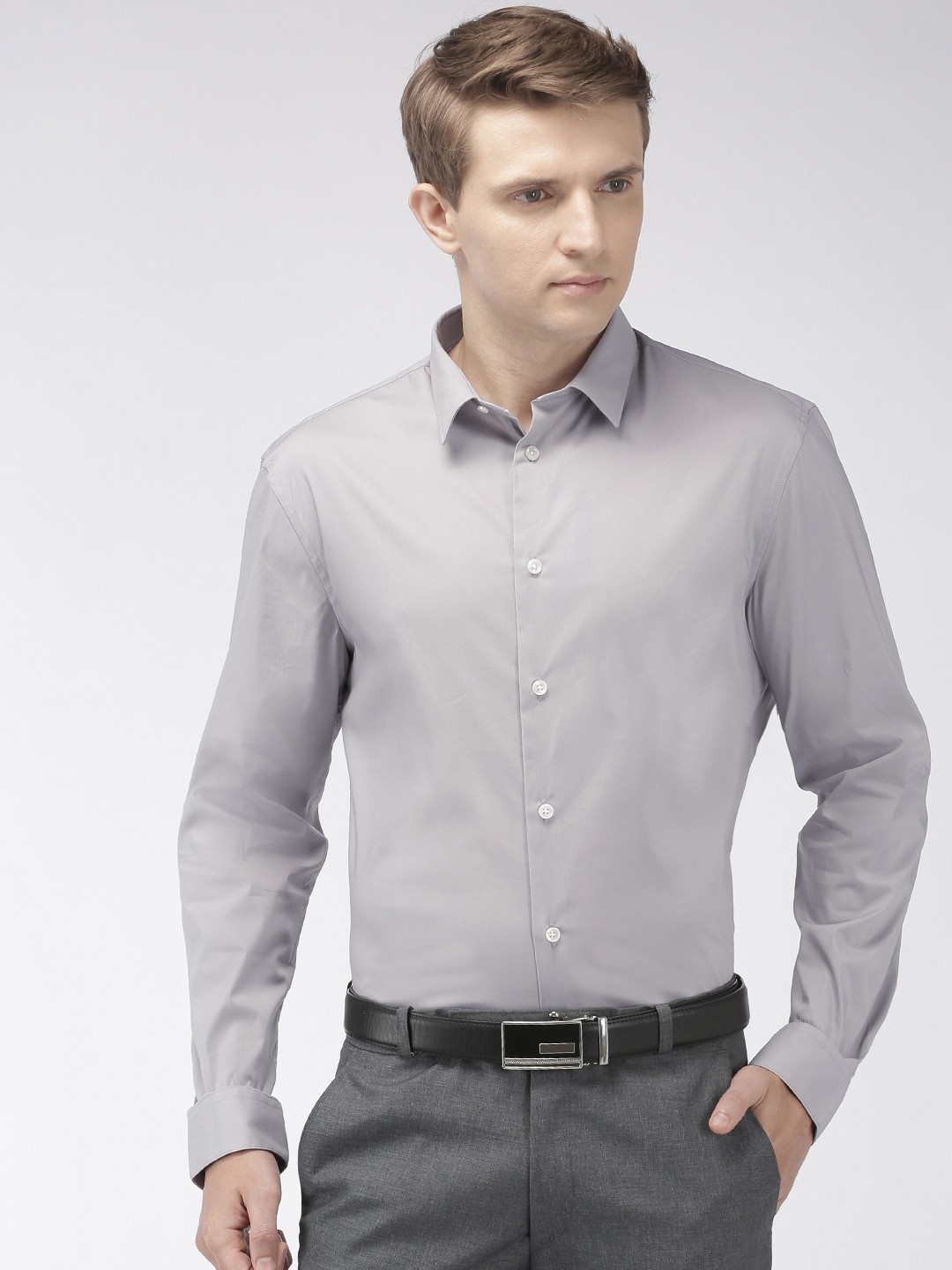 

Celio Men Grey Slim Fit Solid Formal Shirt