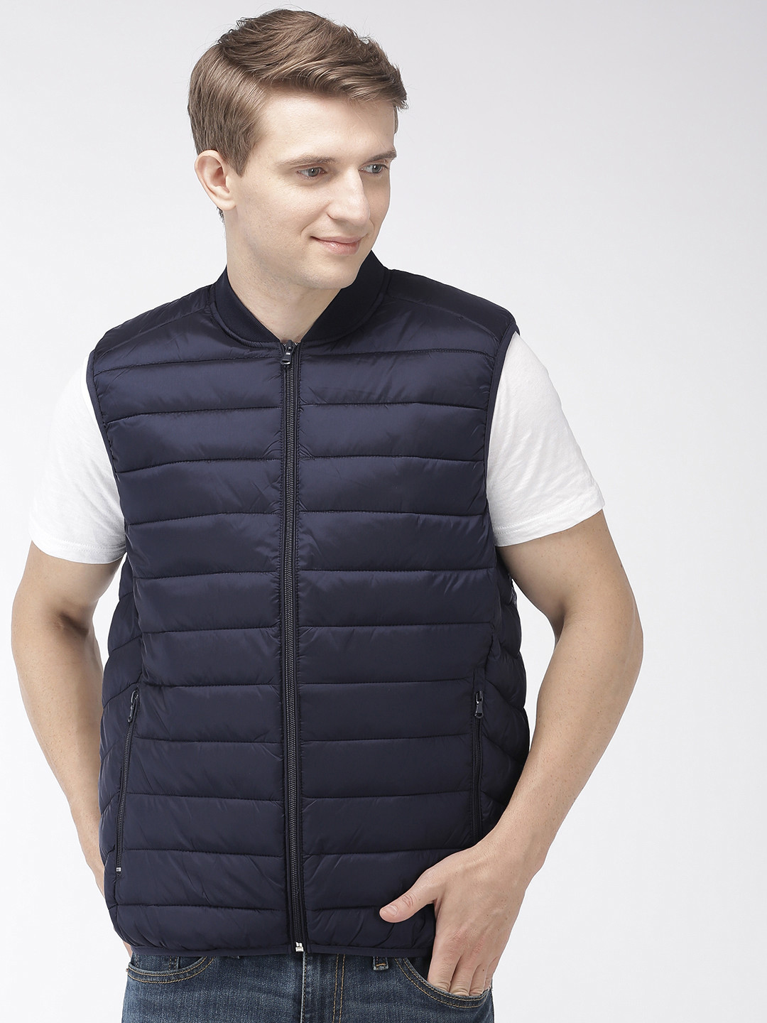 

Celio Men Navy Blue Solid Water Resistant Light Weight Puffer Jacket