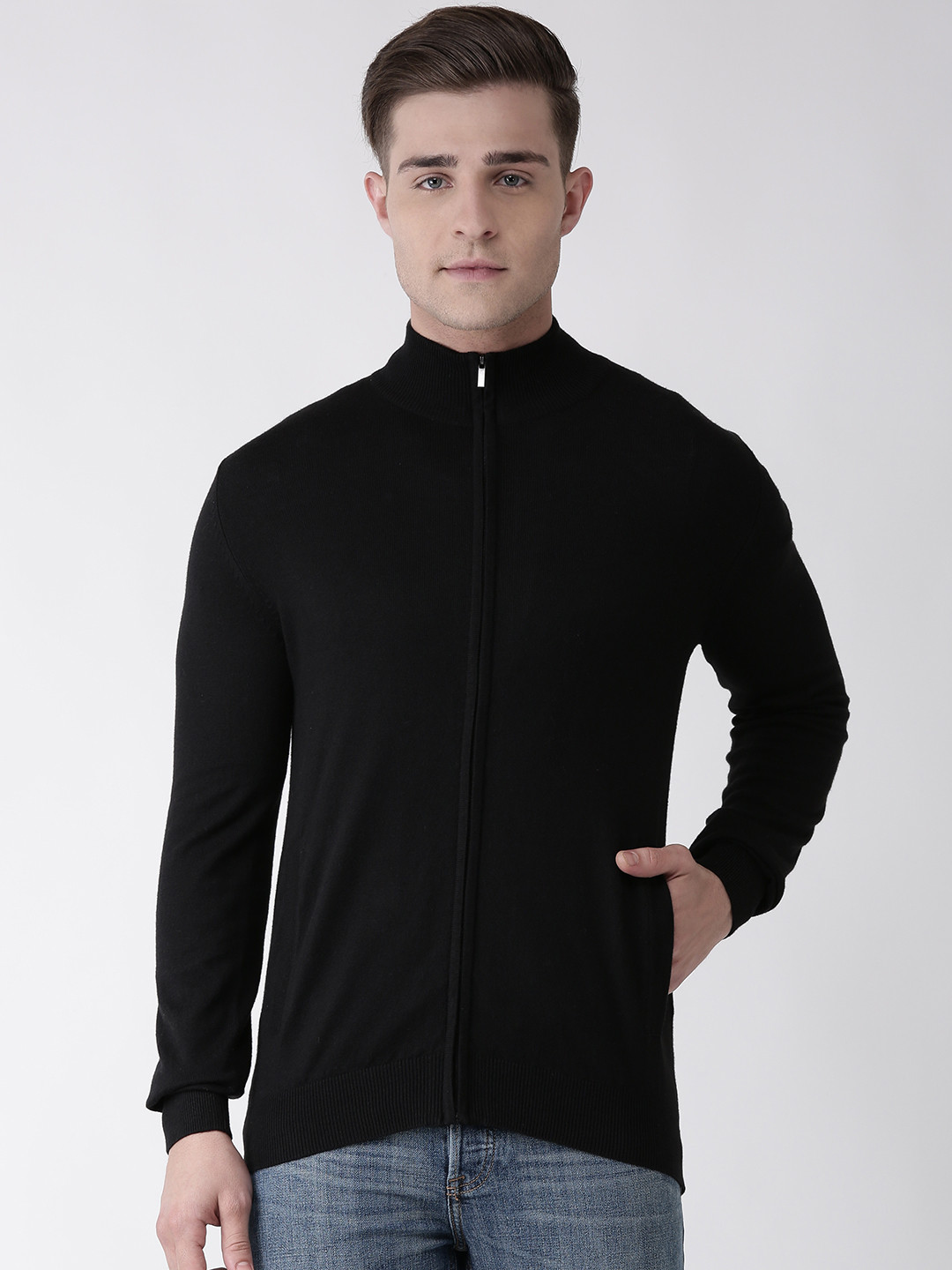 

Celio Men Black Solid Front-Open Sweater