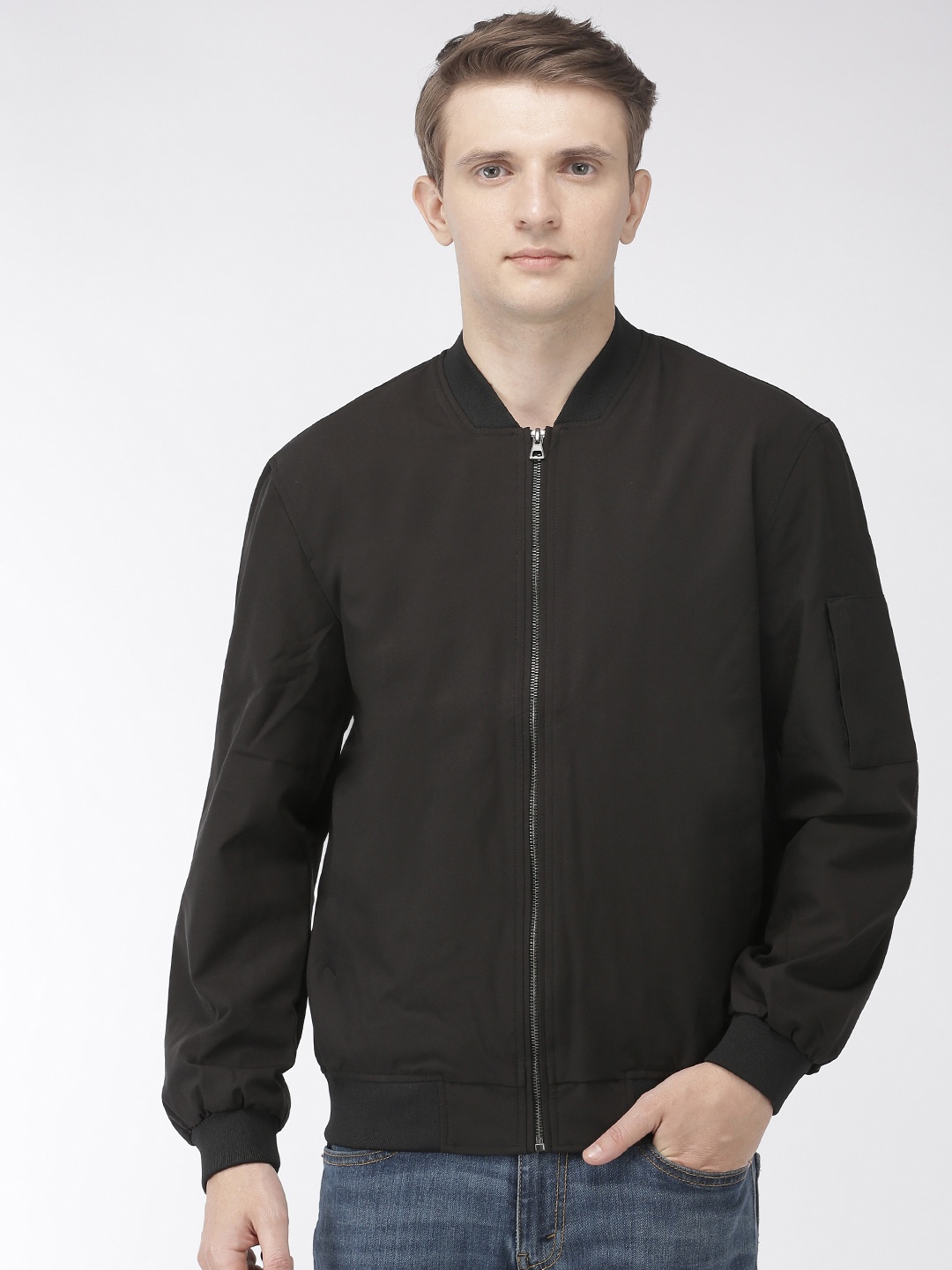 

Celio Men Black Solid Bomber Jacket