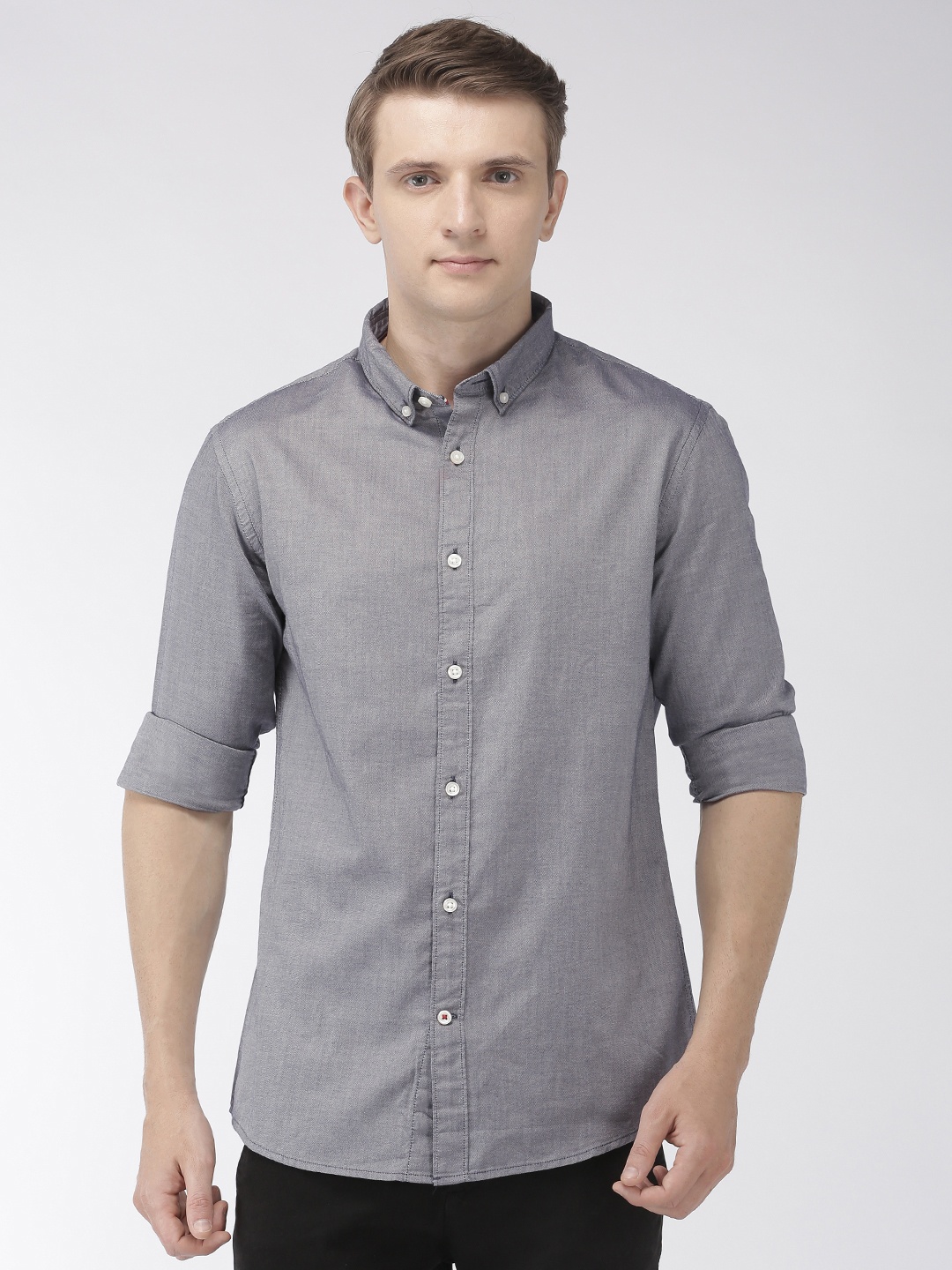 

Celio Men Charcoal Grey Slim Fit Solid Casual Shirt