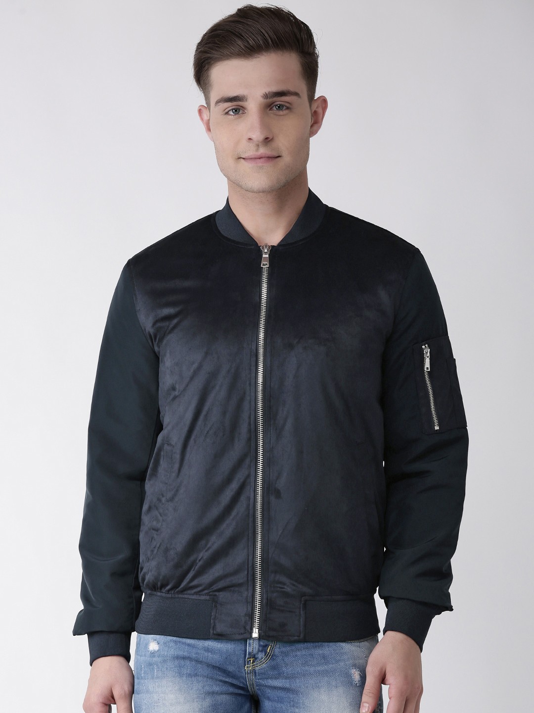 

Celio Men Navy Blue Solid Bomber