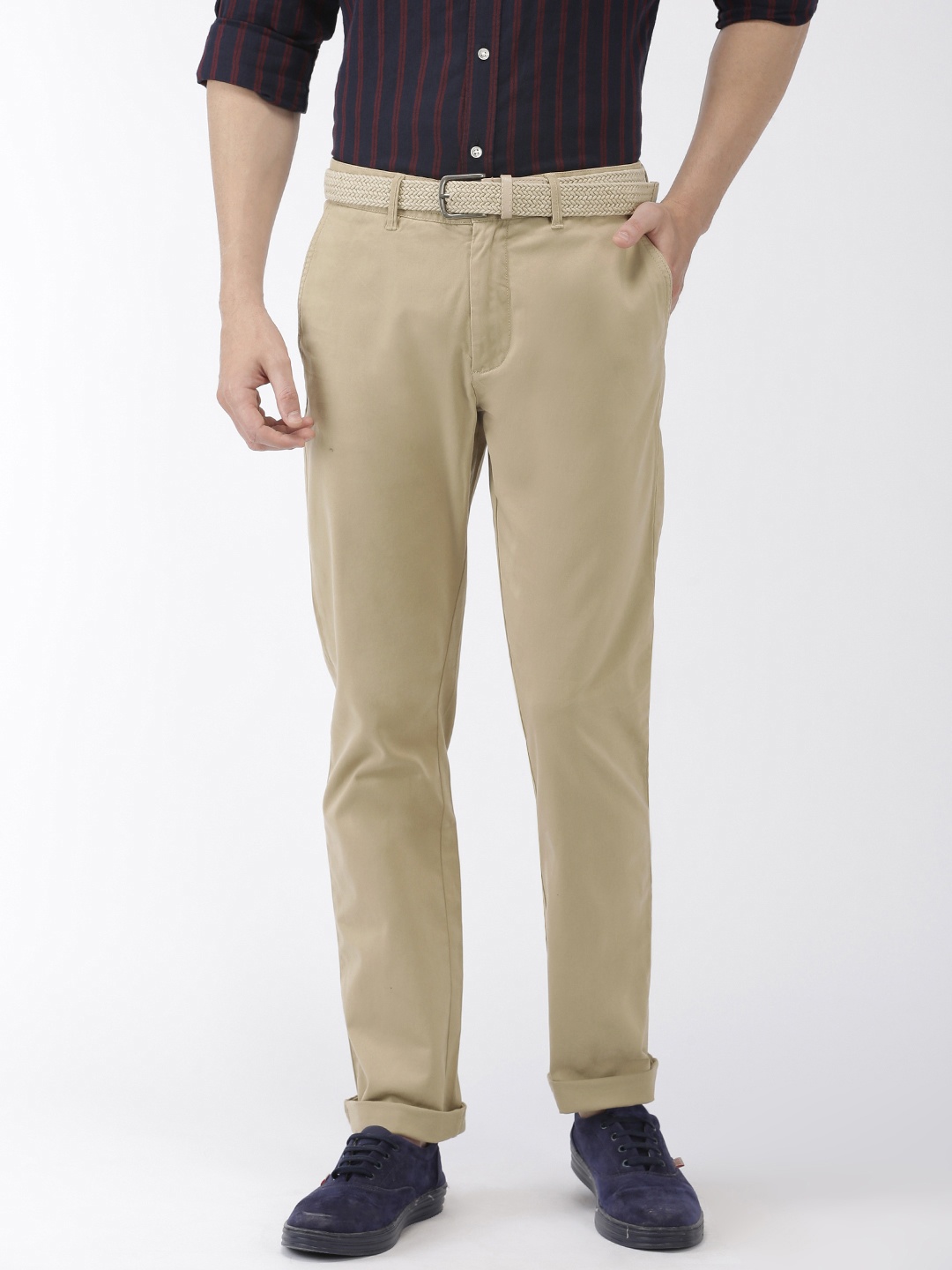 

Celio Men Beige Slim Fit Solid Regular Trousers