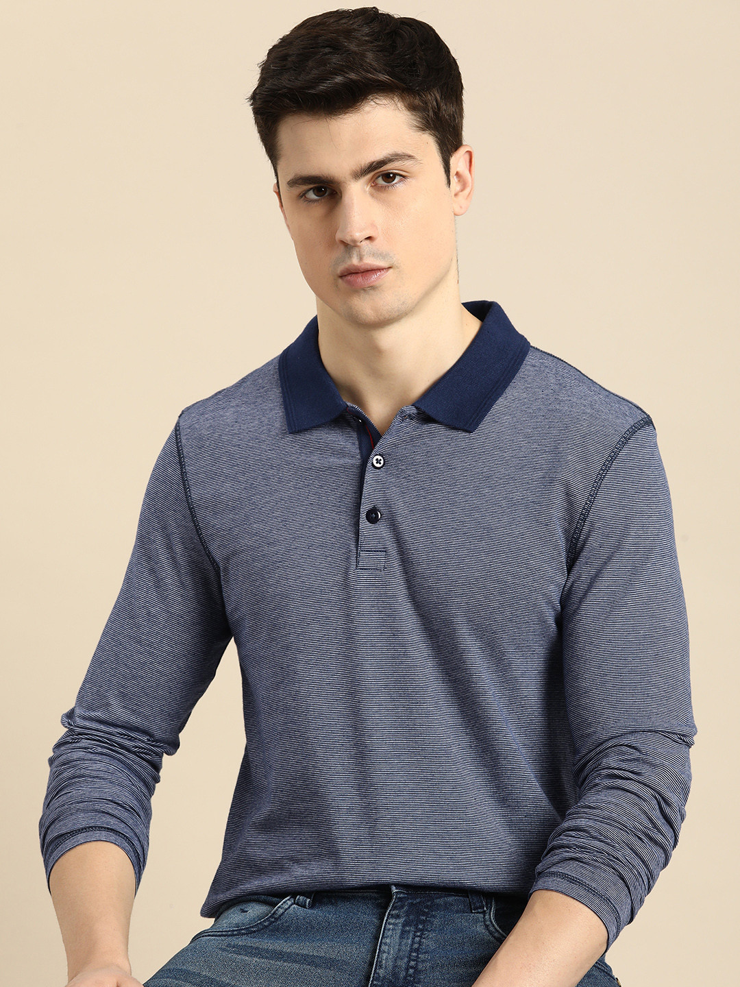 

Celio Striped Pure Cotton T-shirt, Blue