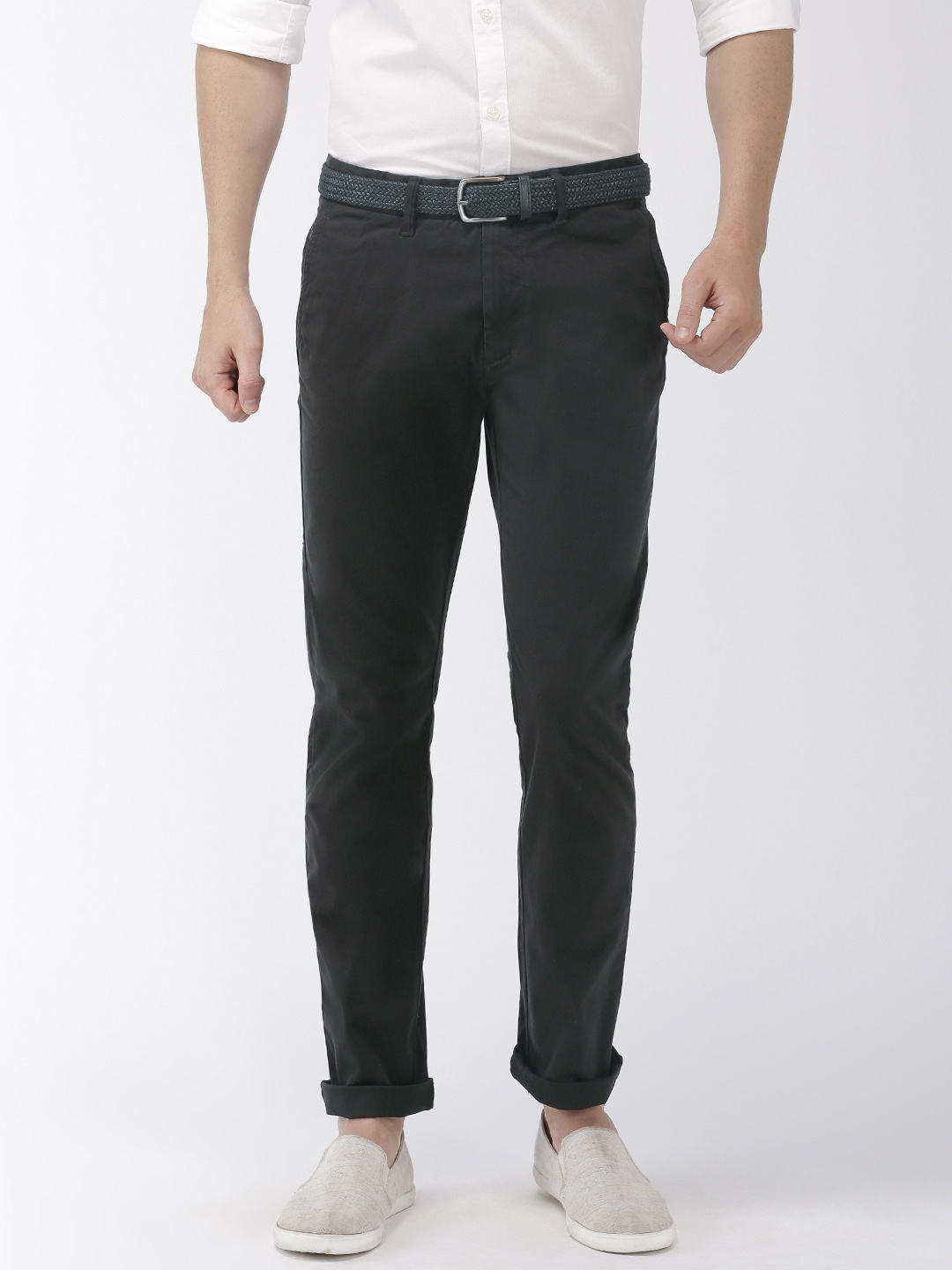 

Celio Men Black Slim Fit Solid Regular Trousers