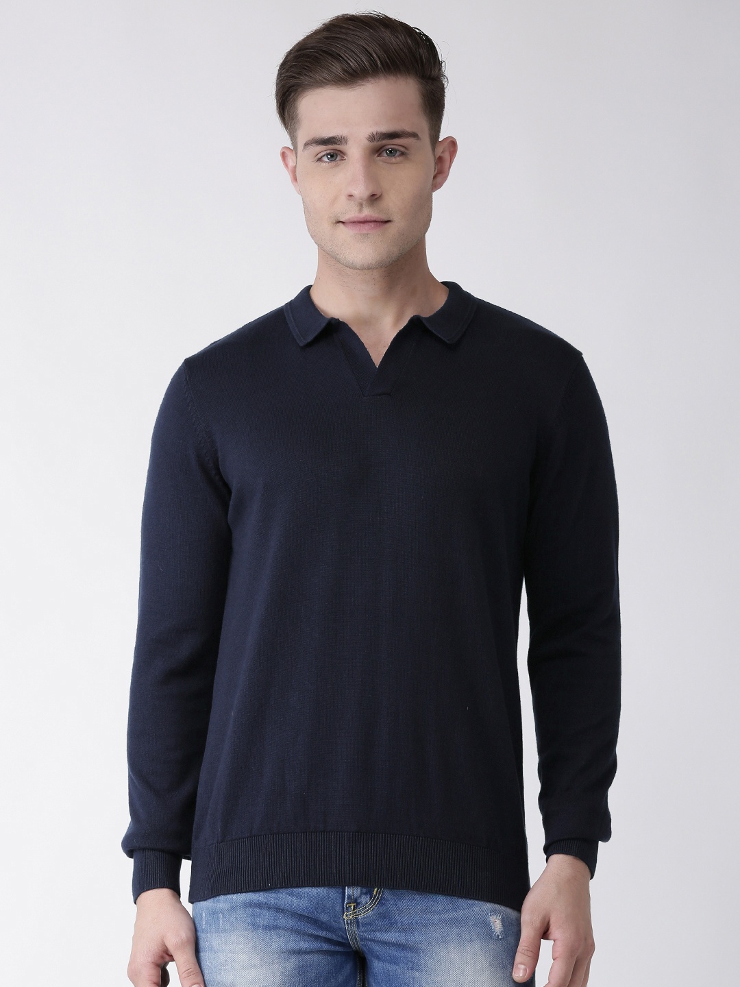 

Celio Men Navy Blue Solid Pullover Sweater