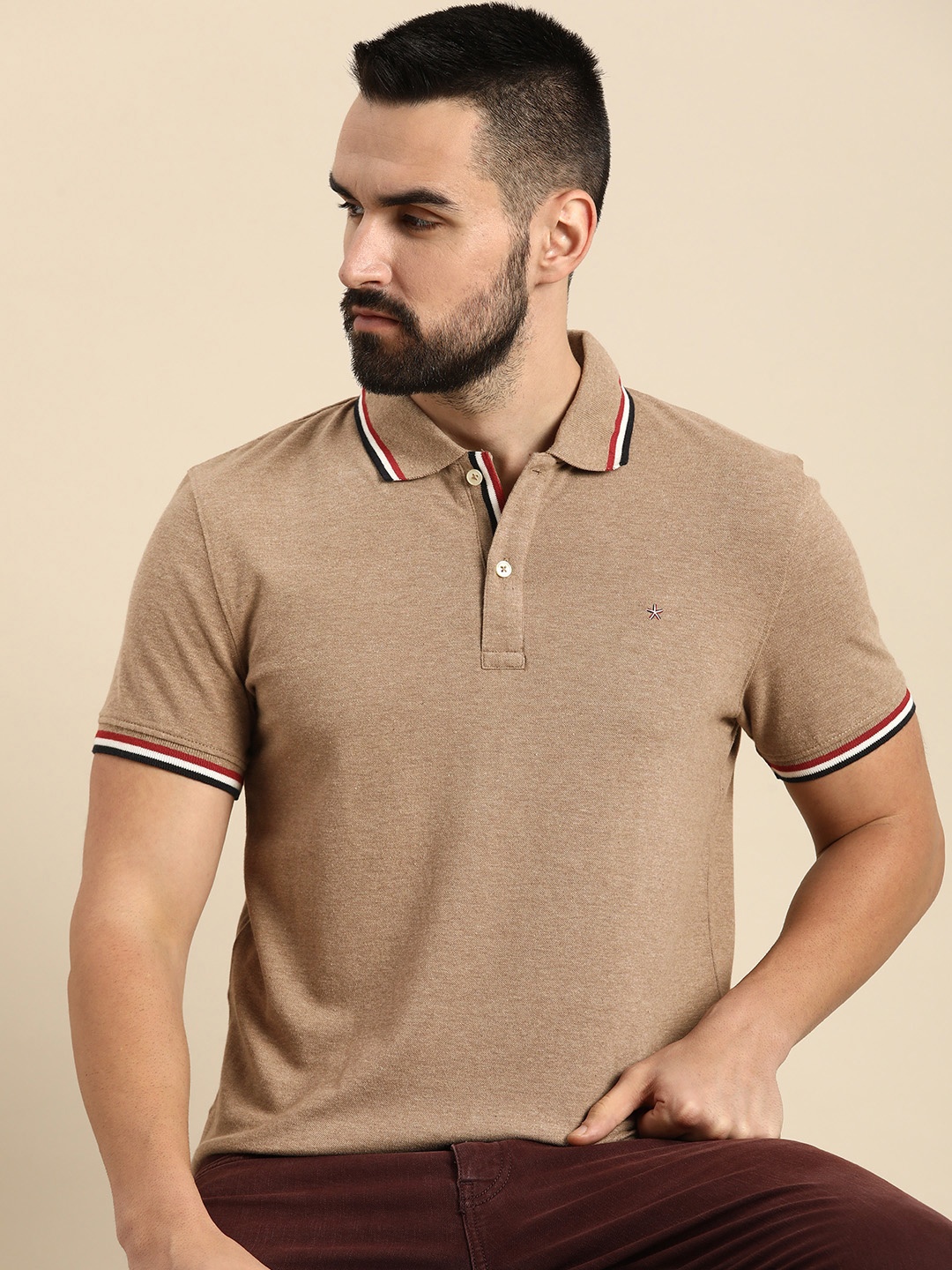 

Celio Polo Collar Pure Cotton T-shirt, Taupe