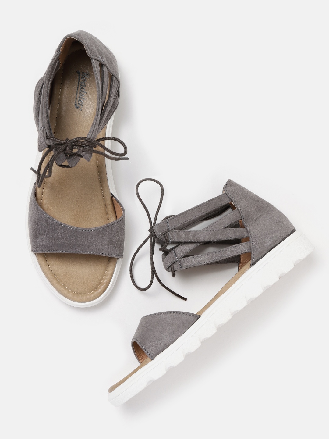 

The Roadster Lifestyle Co Women Grey Solid Open Toe Flats