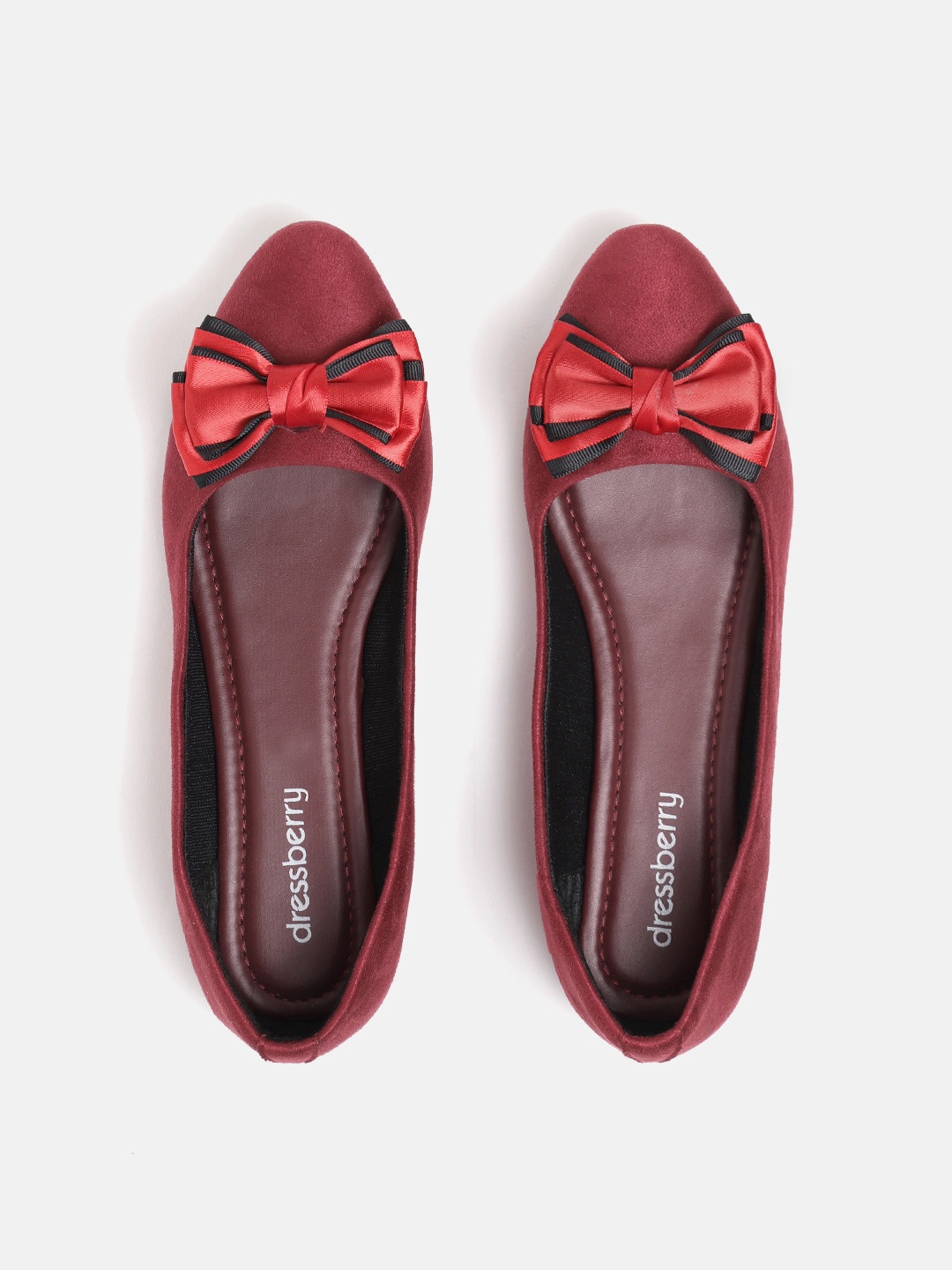 

DressBerry Women Burgundy Solid Bow Detail Ballerinas