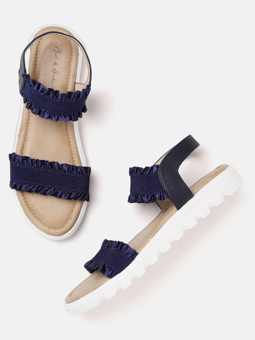 

Mast & Harbour Women Navy Blue Solid Open Toe Flats