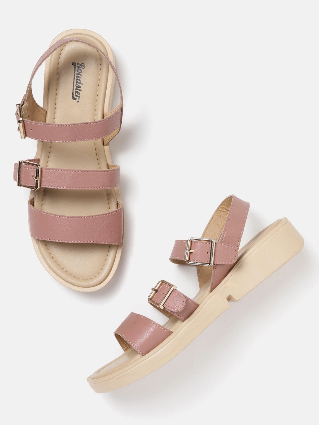 

The Roadster Lifestyle Co Women Dusty Pink Solid Open Toe Flats
