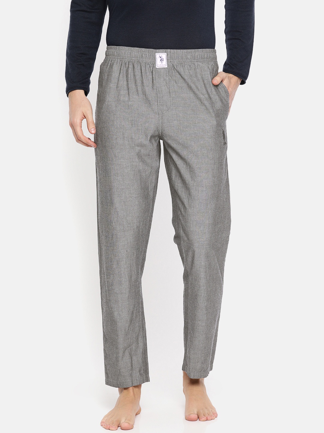 

U.S. Polo Assn. Men Grey Chambray Solid Lounge Pants I658-002-PL