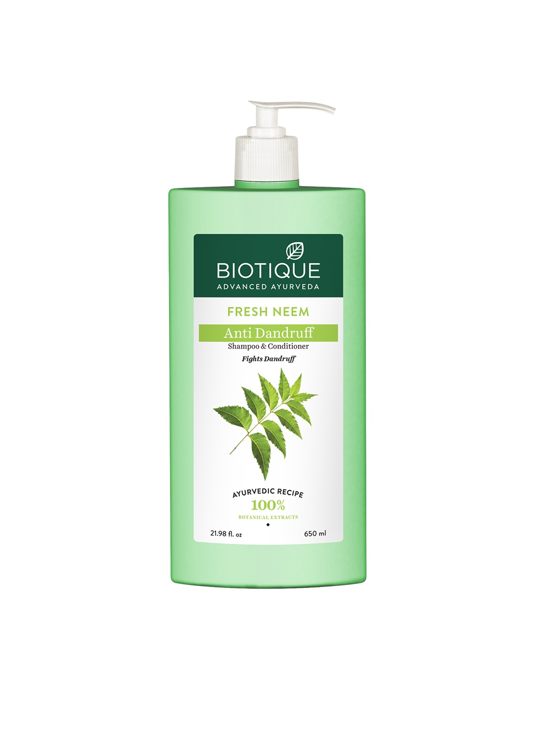 

Biotique Fresh Neem Margosa Anti-Dandruff Shampoo & Conditioner 650 ml, Green