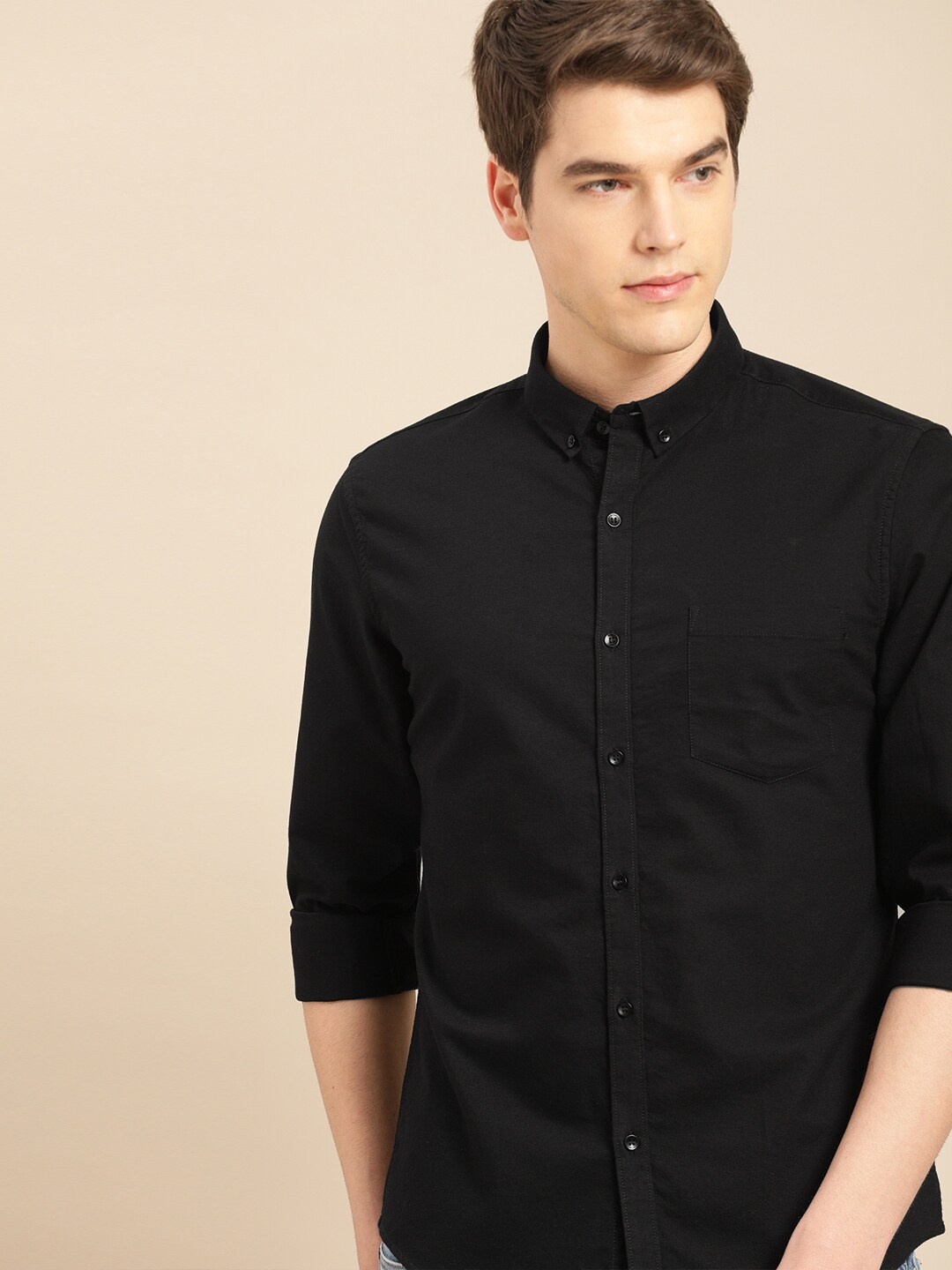 

ether Men Black Regular Fit Solid Casual Shirt