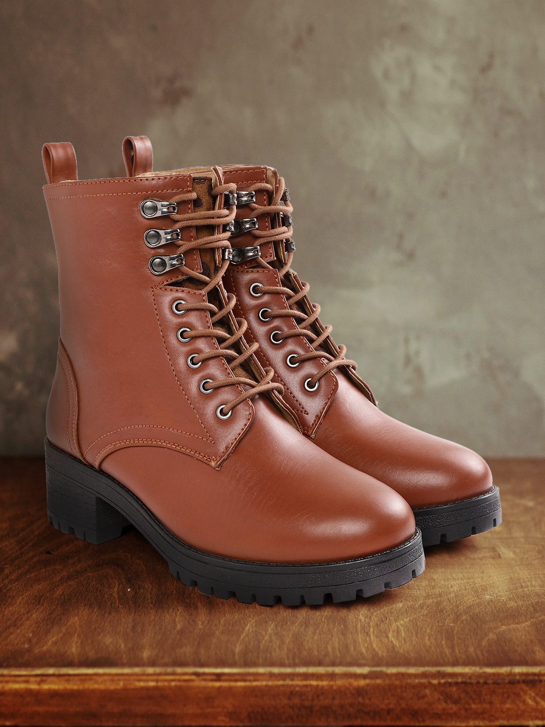 

The Roadster Lifestyle Co Women Brown Solid Mid-Top Heeled Boots