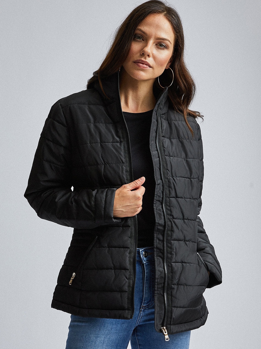

DOROTHY PERKINS Women Black Solid Padded Jacket