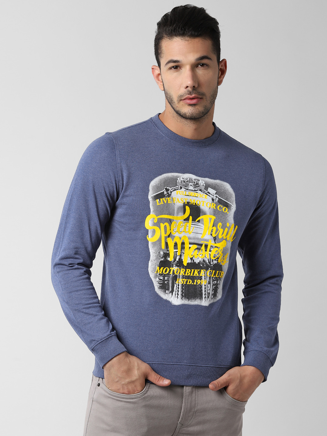 

Peter England Men Navy Blue Printed Sweatshirt