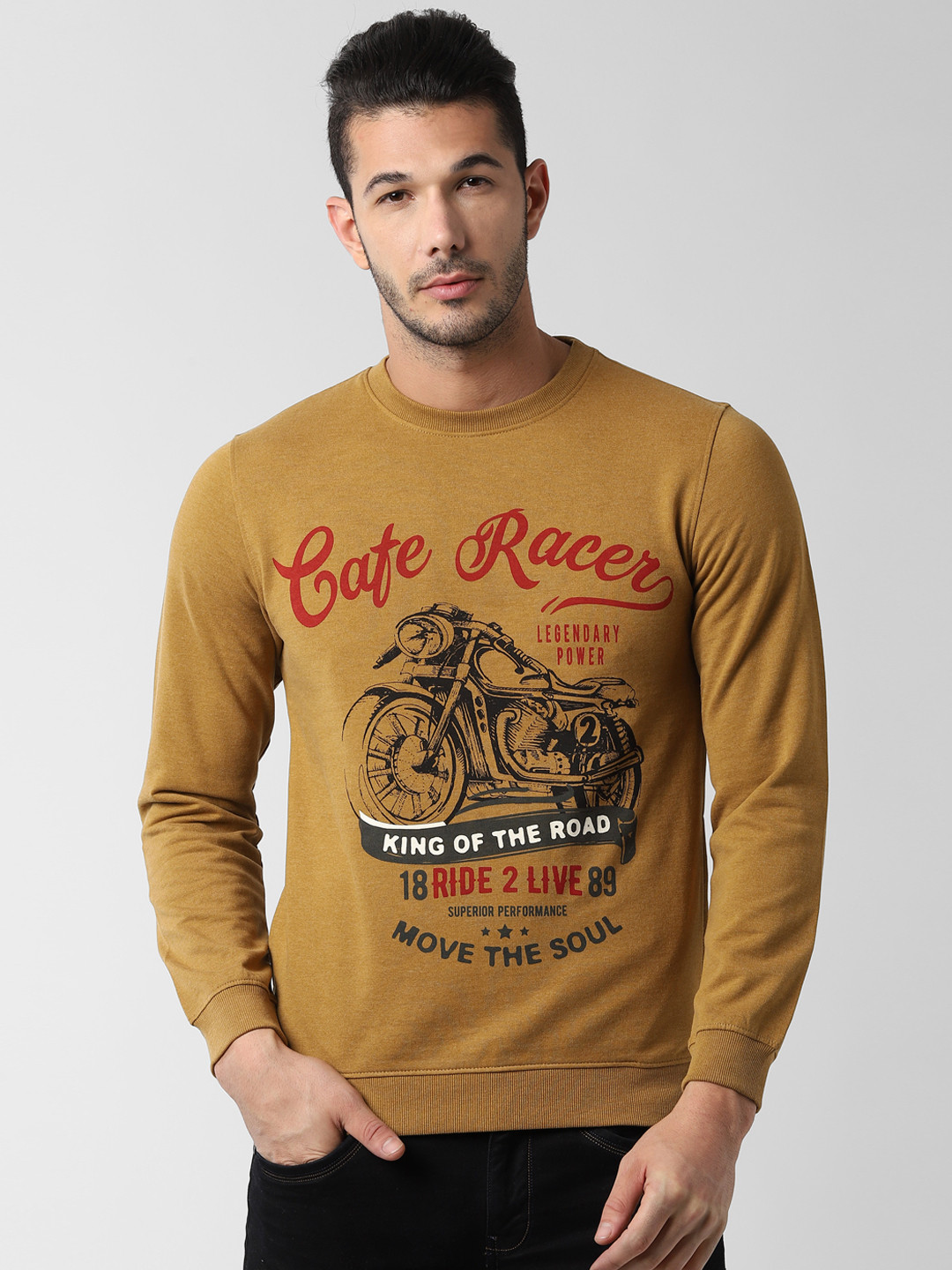 

Peter England Men Brown & Black Printed Sweatshirt