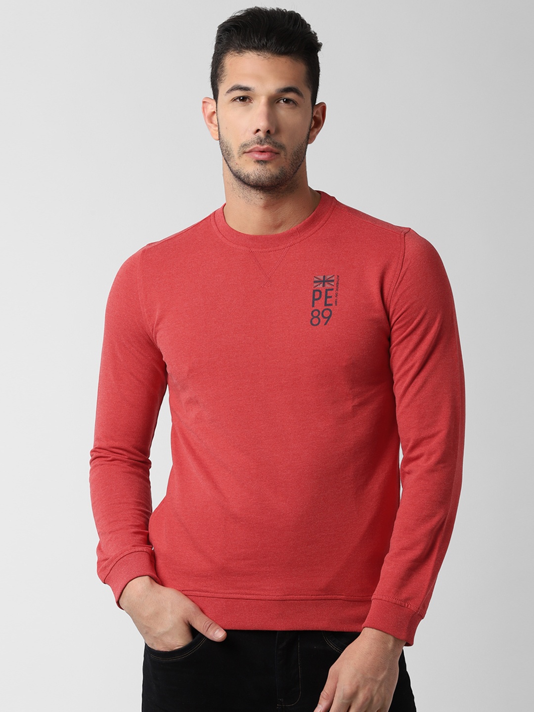 

Peter England Men Red Solid Sweatshirt