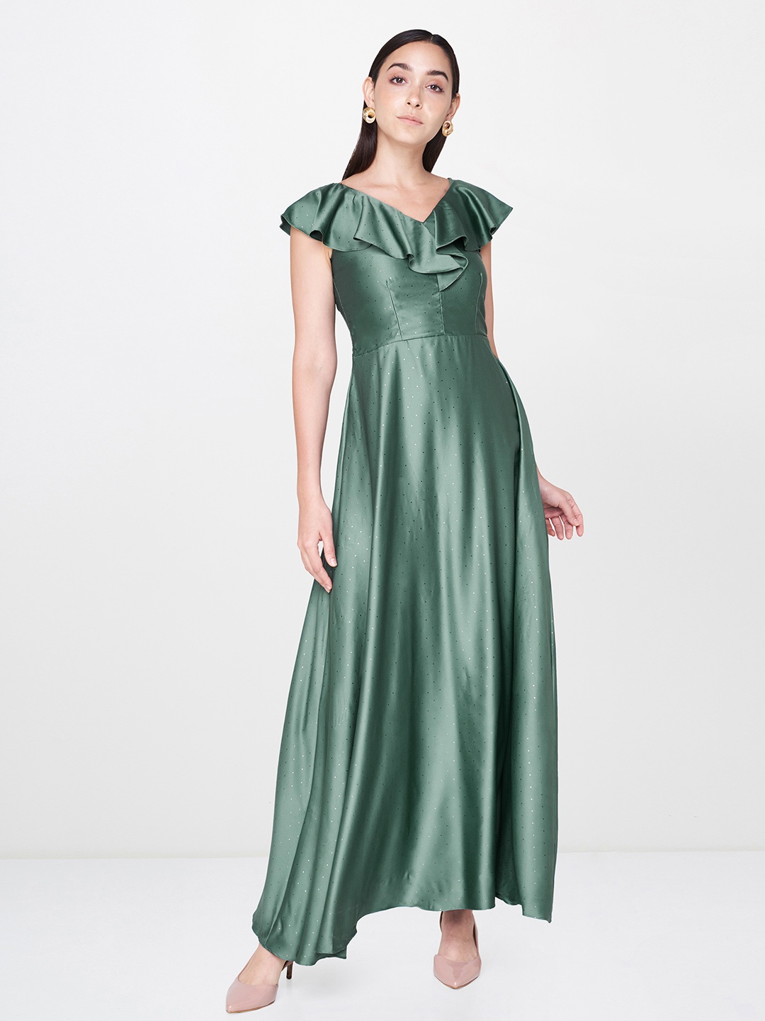 

AND Women Green Printed Maxi Dress