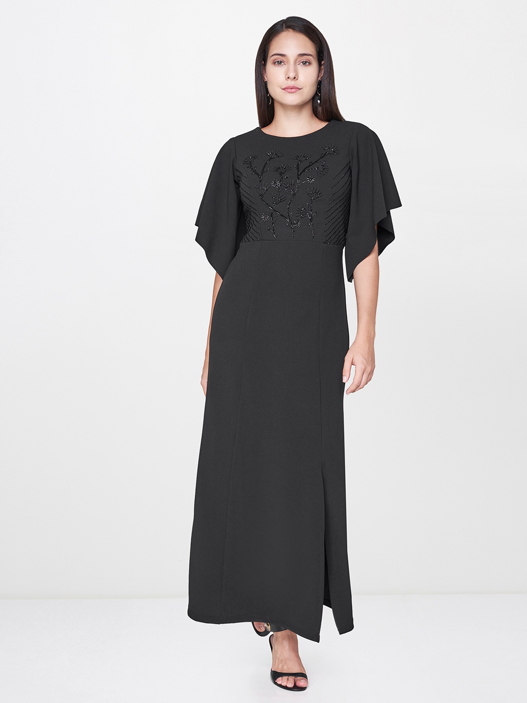 

AND Women Embellished Black A-Line Dress