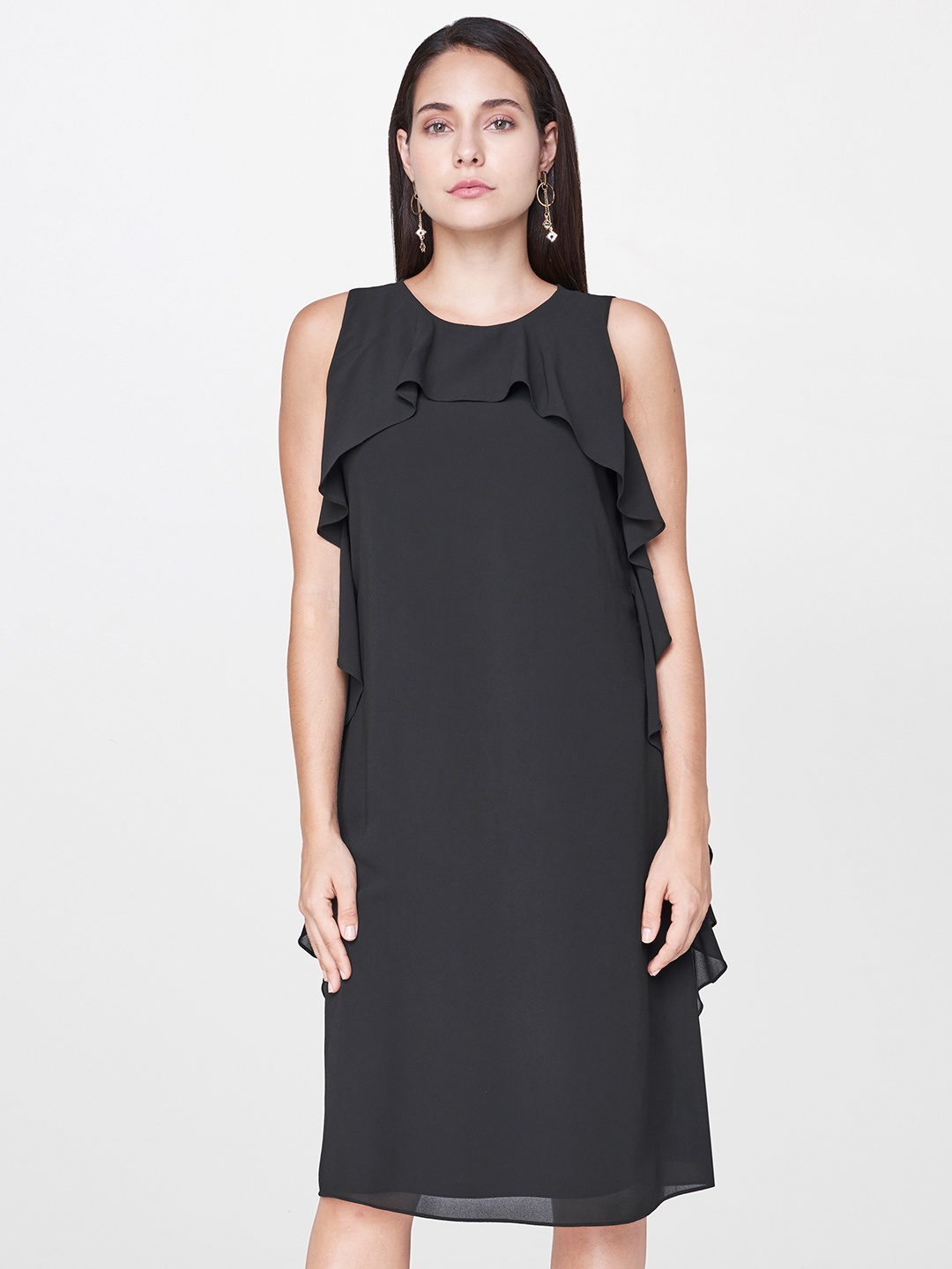 

AND Women Solid Black A-Line Dress