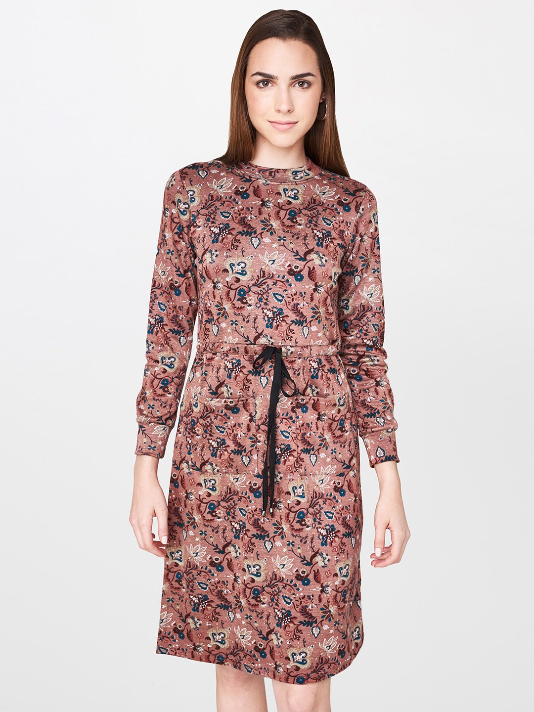 

AND Women Rust Pink Printed Sheath Dress